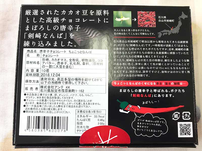 剣崎なんば入りチョコレート・ちょこっとなんば