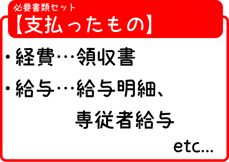 支払ったものに関する必要書類は経費や給与