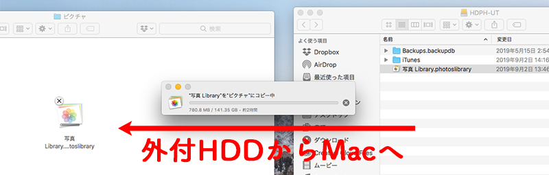 Mac写真バックアップ復元