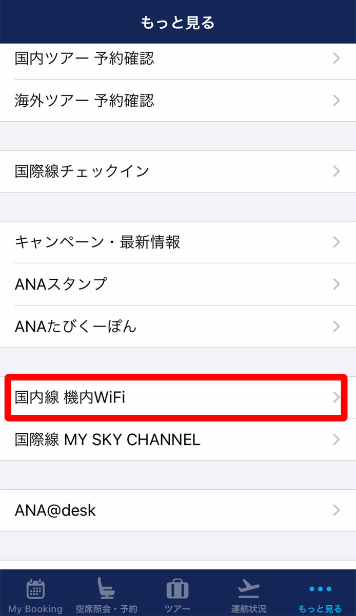 ANA国内線Wi-Fi接続サービス