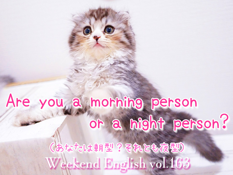 週末英語（weekend english）are you a morning person or a night person（夜型ですか朝型ですか？）