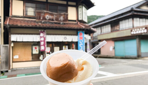 【加賀】娘娘饅頭が丸ごと1個のった山中温泉の老舗和菓子屋「山中石川屋」さんの『娘娘ソフト』