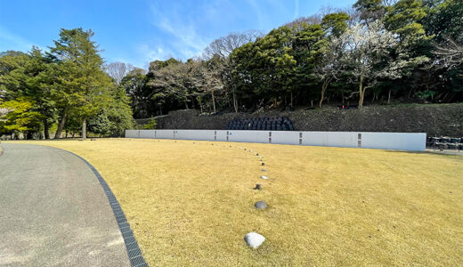 【金沢城めぐり】かつての外堀だった丸の内園からは「地数寄屋敷西方の堀縁石垣」が見える