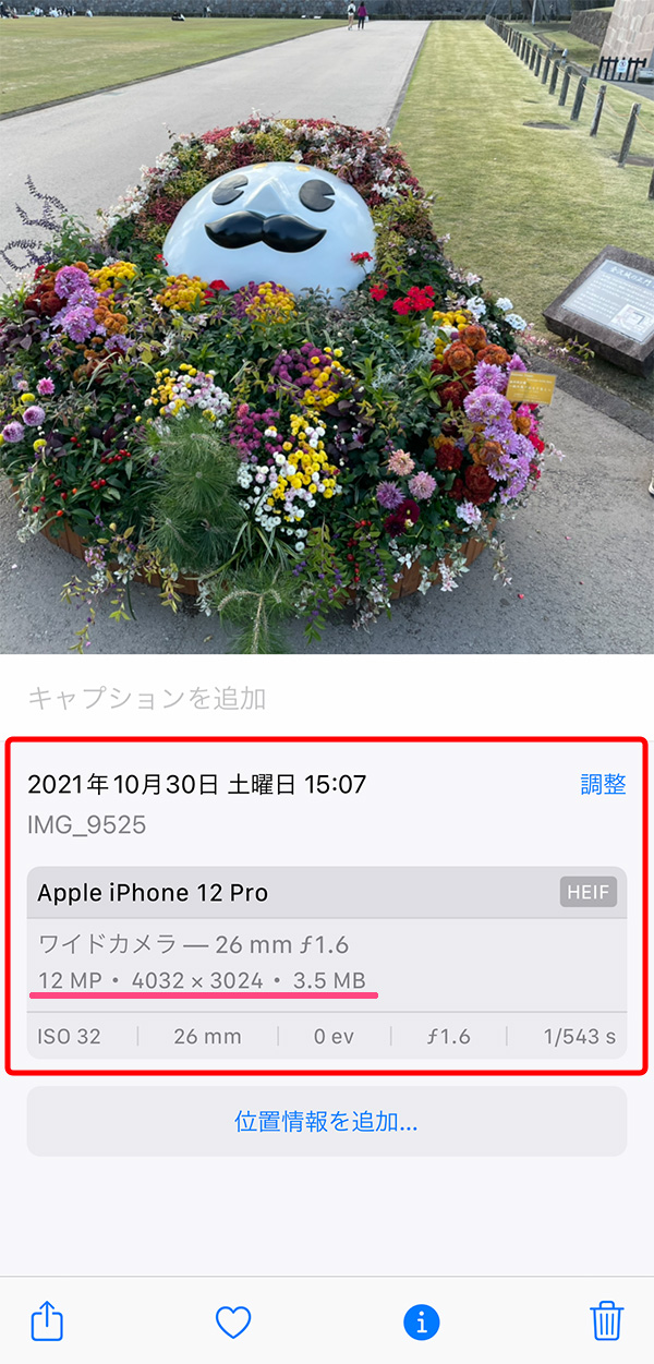 iphone写真情報確認